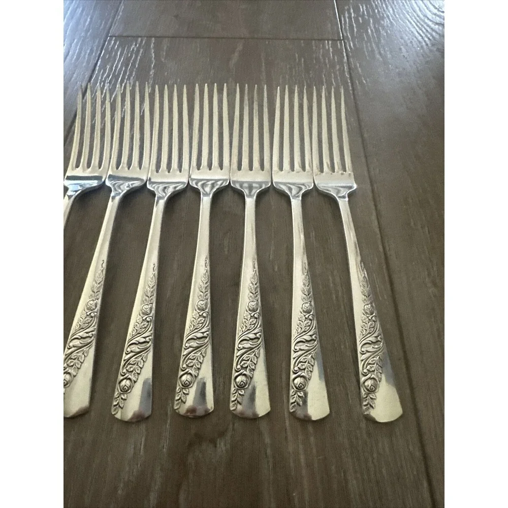 Vtg 1953 Bridal Corsage Lot 7 Dinner‎ Forks Wallace Silver Plate Tradition AA+